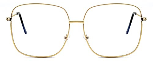 KAEOISFU Übergroße Metallrahmen Lesebrille Für Männer und Frauen, Extra Große Anti Blaulicht Computer Lesebrille, Mode Damen Metall Computerbrille Geeignet Für Personen Mit Größeren Gesichtern