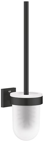 GROHE Start Cube, Toilettenbürstenset WC ohne Bohren (Toilettenbürste mit Halter, Wandmontage, zum Kleben oder Bohren geeignet, mit Schrauben und Dübel, ohne Kleber), eckig, schwarz, 409772430