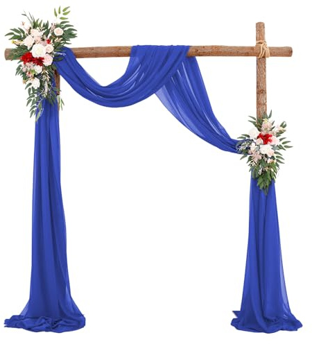 Surwin Hochzeit Vorhang Hochzeitsbogen, Elegant Chiffon Stoff Querbehang Deko Gardinen Vorhang Tüll Vorhänge Hochzeitsbögen für Fotografie Party Hochzeit Zeremonie (Königsblau,75x600cm(20FT))
