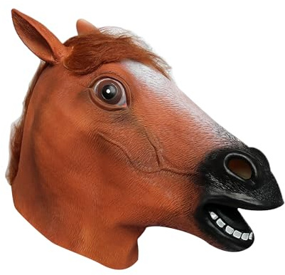 DAZZLUXE 1 Stück braune Pferdekopfmaske, Latex-Tierkopfmaske, Neuheit, Halloween-Kostüme, Party-Kostüm-Maske, geeignet für Halloween, Ostern