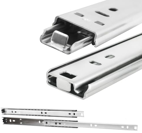 Schubladenschienen - Schubladenauszug H: 27mm / L: 300mm - 450mm Schienen für Schubladen - Auszugsschienen Leicht Anzubringen - Schubladen Schienensystem Teilauszug (Länge (eingefahren) 400 mm)