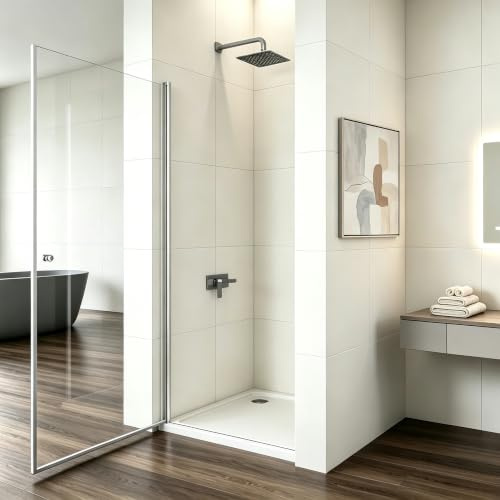 DOOLEEWEE Duschkabine Duschtür Nischendrehtür 100 x 185 cm Nischentür Schwingtür ESG Glas Dusche Glastür Dusche Pendeltür dusche Duschtrennwand