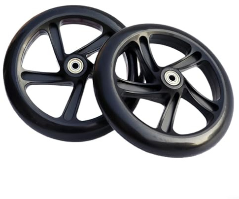 Ersatz-Räder, leise, PU-Räder für Roller, Rollschuhe, Trolleys, Einkaufswagen, Möbel, Rollstühle, universelle Elektro-Scooter-Räder (180 x 30 mm, schwarz), 2 Stück