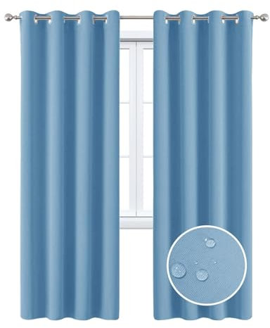 BPWXINL Outdoor Vorhang Wetterfest mit Ösen Oben, Wasserdicht Outdoor Gardinen für Pergola Garten Pavillon Gartenlaube Veranda, Blue-1 Piece 52 * 63in (132 * 160cm)
