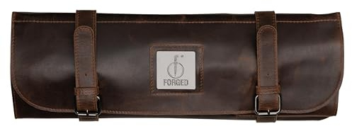 Forged Essentials Messertasche Leder, Rolltasche, 11 Fächer, Rindsleder