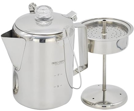Generisch Perkolator-Kaffeemaschine, Camping-Kaffeekanne | Perkolatoren Herdplatte für Camping Edelstahl | Camping-Perkolator für Gruppen, 9 Tassen Fassungsvermögen für Camping im Freien