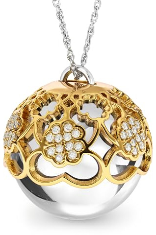 Dada Gioielli - Protection et amour pour les futures mamans - Collier bola de grossesse appelant les anges - Pendentif scintillant - Idées de cadeaux pour femmes enceintes (Tutto argento)