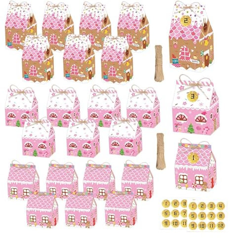 Scatola di cartone a forma di casa, Scatole di cartone per omini di pan di zenzero, Feste scolastiche in classe, Scatole di carta per feste, Scatole di carta 24X Goodie, Scatole per spuntini natalizi