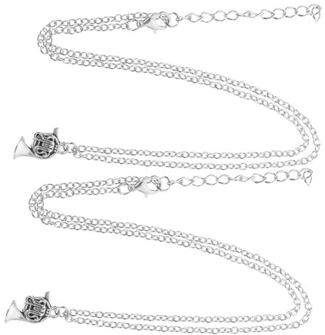 Veemoon 2stücke Horn Anhänger Halskette Französisches Horn Schmuck Für Damen Herren Detailreiche Charm Necklace Für Musikliebhaber Stilvolle Kette Mit Elegantem Design Vielseitiges Accesso
