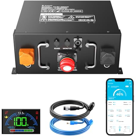 Mjbsan Husbilsbatteri för placering under sätet, 12 V, 320 Ah, LiFePO4-batteri på 4 096 Wh, litiumbatteri med integrerad 250 A BMS med app-övervakning, över 8 000+ cykler och 10 års livslängd
