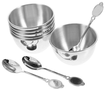 PRETYZOOM 9pièces Petits Bols à Sauce Ronds Acier Inoxydable avec Cuillères pour Sauce Soja Vinaigre et Condiments Design Compact et Élégant
