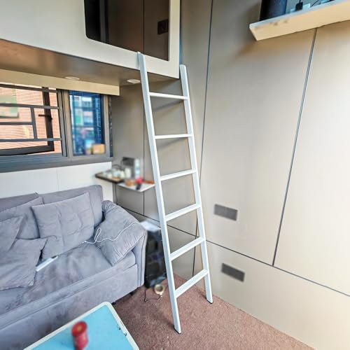 Scaletta Letto a Castello 116/130/140/150/160/170/180/185 Cm Scala per Letto a Castello, Scala a Castello Bianca per Camper per Dormitorio Soppalcato, Salvaspazio Scale di Sicurezza per Salire, Scala