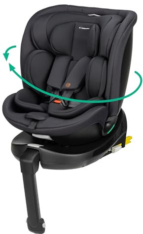 Bebeconfort RevolveFix Plus 360 i-Size, Girevole 360 Gradi, Seggiolino Auto 0-36 Kg, 0-12 Anni, ISOFIX, Seggiolino Reclinabile 8 Posizioni, 12 Posizioni Poggiatesta, Tessuti Traspiranti, Nero Completo