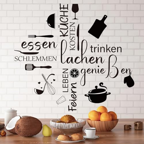 Maxmoc Wandtattoo Küche Sprüche | Selbstklebend,Wandsticker,Geeignet für Restaurants, Cafés und Küchen zur Wanddekoration