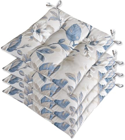 emmevi Set mit 4 Stuhlkissen im Shabby-Chic-Stil, weich, gepolstert, aus Baumwolle, universal, waschbar