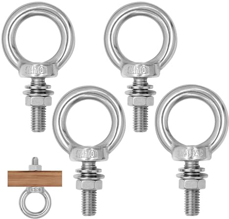 NVGFTG 4 viti ad anello M10 × 30 mm, viti a occhiello in acciaio inox 304, per rullo di fissaggio e sospensione, bulloni ad anello con dadi e rondelle