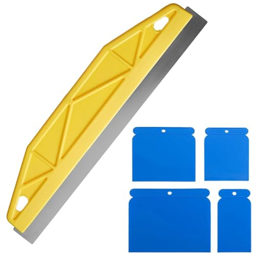 5Pcs Paint Edger Tool - Multipurpose Edge Painter & Scraper for Walls | Painting edge tool: 30.3x7x2.7cm, yellow, durable. Includes 4 cleaning boards. Use as paint guard, wallpaper smoother.