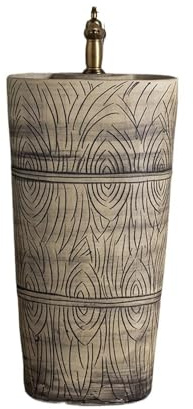 Modernes Standwaschbecken- Gestreiftes Standwaschbecken mit Wasserhahn und Abtropffläche, integriertes Waschbecken for den Balkon, für drinnen und draußen