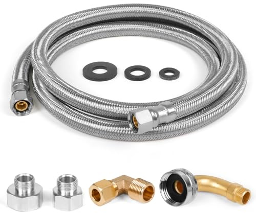 Upgraded SHXM78W55N 11051476 Dishwasher Water Supply Hose, Compatible with Bosch SMZSH1ABUC, SHP78CM5N, SHX78CM5N – 6FT 3/8 Dishwasher Hose Kit