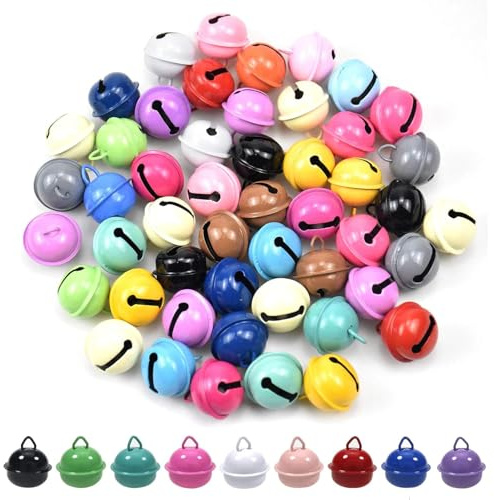 50 Stück Kleine Glöckchen,Bunt Glockchen mit Ösen,Glöckchen Metallglöckchen,glockchen Anhänger Weihnachten,Jingle Bells,Mini-glöckchen für Handwerk Weihnachtsdekoration Haustier Glocken 22mm