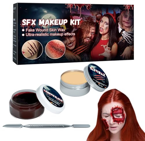 Kit Trucco Halloween 2 In 1 Con Spatola E Body Paint Modellante | Kit Trucco Ferite Cosplay Halloween Per Adulti Uomini Donne Artisti Costumi Teatro Palcoscenico Carnevale Festa Servizio