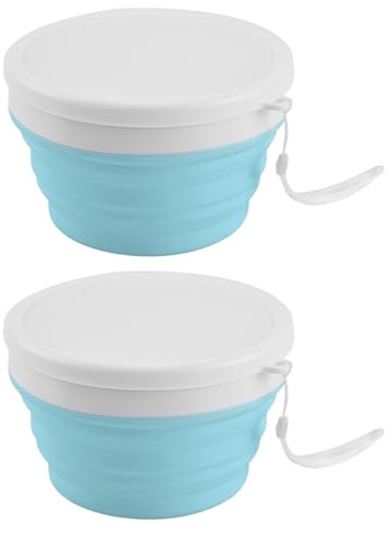 2 recipientes plegables de silicona a prueba de fugas de 950 ml, cuencos portátiles para vajilla que ahorran espacio, plato de ensalada duradero