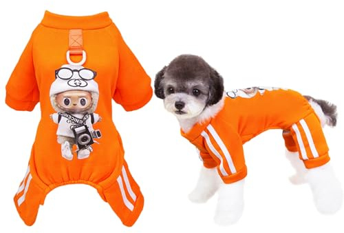 Izefia Hund Sweatshirt Hoodies Kleidung Bekleidung LABA 4 Beine Overall Fleece Kapuze Ohne Kapuze Winter Warme Baumwolle Rundhalsausschnitt Hoodie für Kleine Hund Mittlere Katze