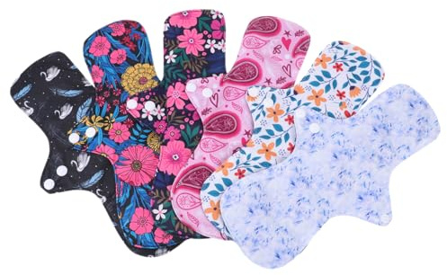 Yardenfun 6 St Tvättbara och Återanvändbara Bindor i Fiber med Hög Absorptionsförmåga Andningsbar och Läckageskyddad för Dagligt Bruk och Resor