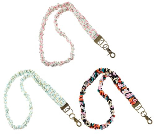 Guduling 2 stycken scrunchie-nyckelband, paracordnyckelring, stretchig scrunchie Lanyard för ID-kort, lärominnen, sjuksköterskor (flerfärgad)