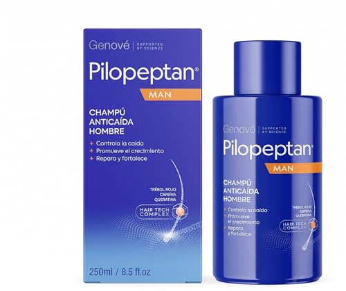 Pilopeptan Man Anti-Fall Shampoo för män 250 ml | Stärker och minskar fallet | Med Ginseng, Rödklöver, Keratin och Panthenol | Vanlig användning utan sulfater