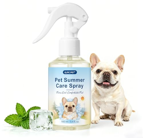 GJYC PET Hunde-Kühlspray 160ml | Schnelle Abkühlung im Auto & Zuhause | Hunde Erfrischungsspray Sommer mit Menthol, Aloe Vera & Hafer | Ideal für Brachyzephale, Doppelfell- & Seniorhunde