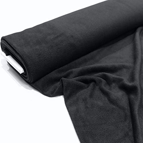 STOFFKONTOR Polar Fleece Stoff Meterware, Fleecestoff zum Nähen mit Antipilling Eigenschaften - Schwarz