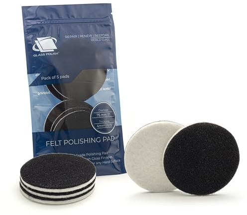 GLASS POLISH PRO Rayonfilt Polerrondeller 75 mm (3) 5-pack | För ceriumoxidpolering av glas, repborttagning, plast- och strålkastarrenovering, metall och klarlack