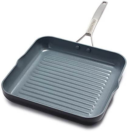 GreenPan Paris Keramik-Grillpfanne, quadratisch, antihaftbeschichtet, 27,9 cm, Grau
