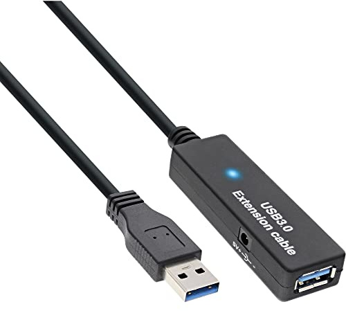 InLine® USB 3.0 Aktiv-Verlängerung, Stecker A an Buchse A, schwarz, 10m
