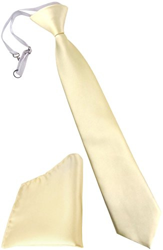 TigerTie Kinderkrawatte + Einstecktuch in beige creme - vorgebunden mit Gummizug