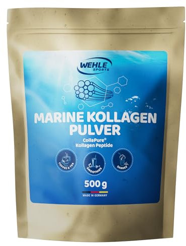 Marine Kollagen Pulver 500g - Collagen Hydrolysat Peptide - Markenrohstoff CollaPure® - Wehle Sports Fisch Kollagen - Neutral - Verpackung kann variieren