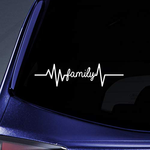Bargain Max Decals Calcomanía de línea de monitor de corazón familiar para cuaderno de coche, portátil, 5.5 pulgadas (blanco)