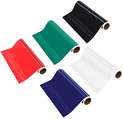 Belle Vous Red, White, Green, Blue & Black Self Adhesive Vinyl Roll -30cm x 3 m / 12 inches x 10 feet- Permanent Wrap for Arts & Crafts Signs Scrapbooking Silhouette Cameo Die Cutters & Vehicle Decals