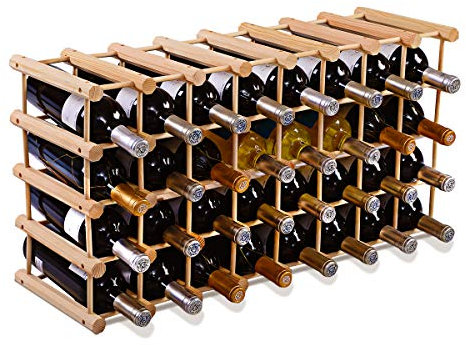 GIANTEX Scaffale Porta Bottiglie di Vino Fino a 40 Bottiglie, Cantinetta in Legno di Pino, 5 Ripiani, 102,5 x 24 x 33 cm, Materiale Ecologico, Colore Naturale