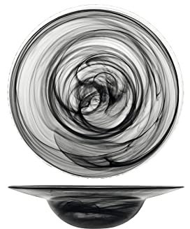 H&H 833113 Albastro - Juego de 6 platos de pasta, cristal, negro, 26 cm