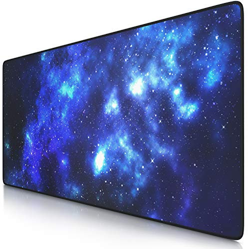 TITANWOLF - Tapis de Souris Gamer étoiles Bleues 900x400mm - sous-Main Bureau, Table - Taille Large XXL - Base antidérapante - Précision, Vitesse et Confort - pour Tous Types de Souris et Clavier