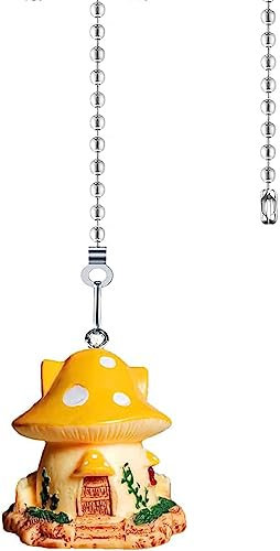 Hyamass 30,5 cm Deckenventilator Zugkette Pilzhaus Charm Anhänger Deckenventilator Dangler Fan Züge Kettenverlängerung mit Kugelkette Verbinder für Deckenventilator Licht Dekoration (gelb)