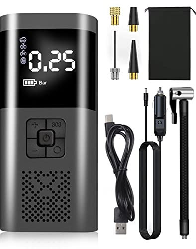 Elektrische Luftpumpe, Elektrische Digitale Reifenpumpe mit 6000mAh Akku, 150PSI Fahrradluftpumpe Kompressor mit LCD Bildschirm für Auto, Fahrrad, Motorrad, und Bälle als Taschenlampe und Powerbank