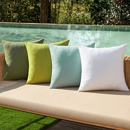 MIULEE Outdoor Kissenbezug Wasserdicht Kissen Wasserfest Dekorative Kissenbezüge Leinen-Optik Sofakissen Dekokissen für Garten Sofa Couch Wohnzimmer Schlafzimmer 4er Set 40x40 cm Grüne Serie
