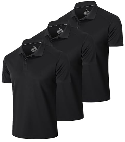 Gaiatiger 3er Pack Poloshirt Herren Männer Hemd Herren Kurzarm Leicht und Atmungsaktiv Sweatshirt Männer Golf Shirts(0427) 3Black-2XL