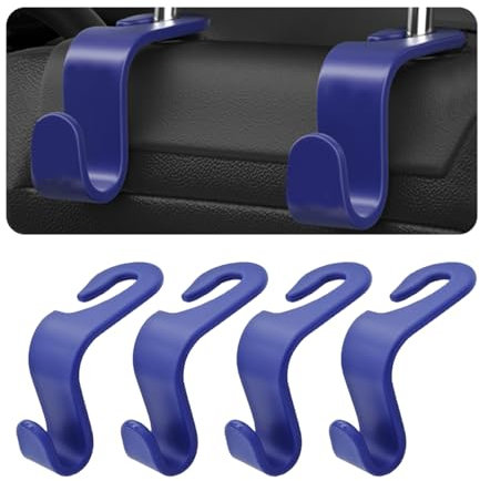 CGEAMDY Auto-Kopfstütze, 4Pcs, versteckt, geeignet zum Aufhängen von Taschen, ideal zum Aufhängen von Taschen, Einkaufstaschen, Spielzeug für Kinder, Autozubehör (Blau)