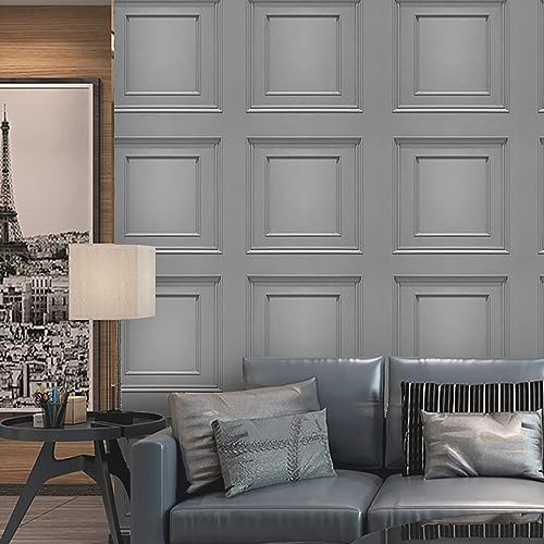 Trafagala 3D Effect Wall Panels Textured Wallpaper Embossed Wood Panel Effect Embossed Wallpaper Tartan Wallpapers Neutral Art Deco for Living Room Feature Wall Bedroom Ceilings Taupe