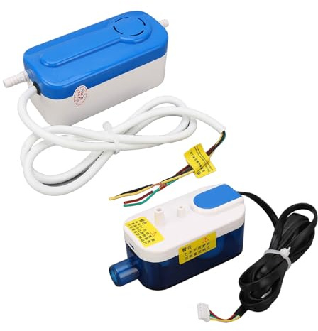 Bomba de Condensado Split Silenciosa 24L/h, 2 Piezas | Eliminación automática de agua con motor de 3W, Tanque de 60mL y caudal de 24L/h, Bomba de drenaje para Aire Acondicionado D