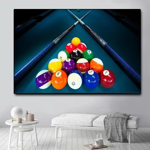 JACBON Nordic Modular Sports Billard Pool Sticks Leinwand Malerei Poster und Drucke Wandkunst Bilder Wohnzimmer Home Decor 60 x 105 cm (24 x 41 Zoll) Innenrahmen